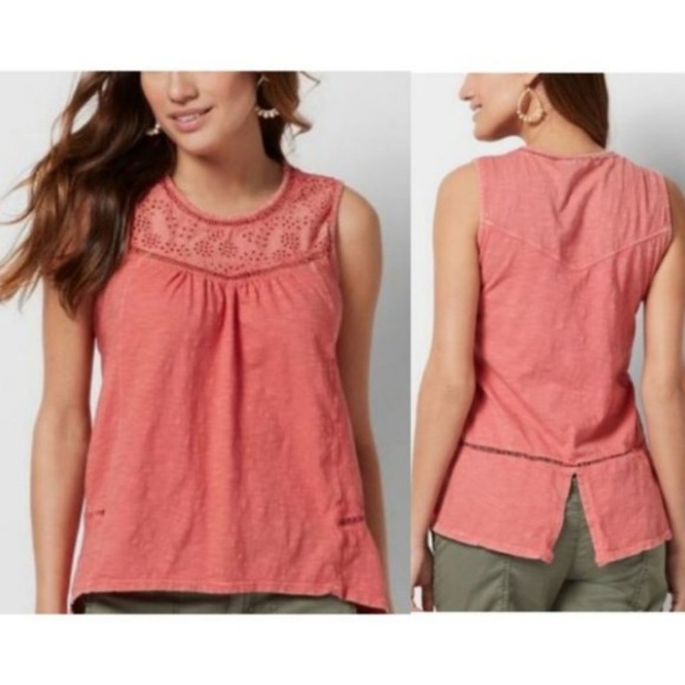 SONOMA Goods for Life Split Eyelet Sleeveless Top size Petite Medium Salmon